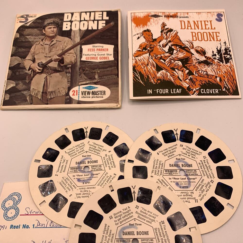 Vintage Sawyer’s View-Master Daniel Boone Packet B479 3 Reel Set with Booklet